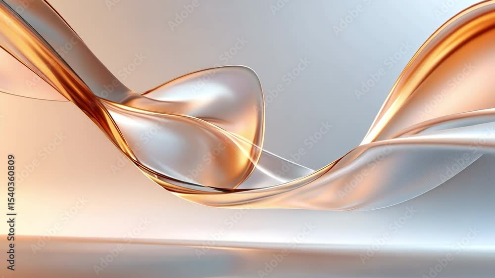 Poster abstract flow: a mesmerizing 3d abstract flowing element in shades of amber and silver, evoking a se
