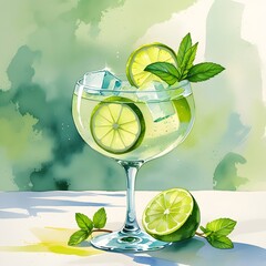 cocktail with lime and mint