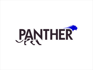 Black Panther Silhouette Logo Design Blue Accent V E C T O R Wordmark Graphic vector