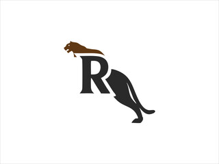 Brown and Black Panther Silhouette Incorporated into Letter R Logo Design V E C T O R cougar puma