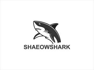 Grey and White Shark V E C T O R Logo Design Shaeowshark Brand Identity Graphic vector