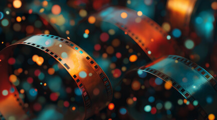 Surreal visual blending vintage film elements with digital glitches. A cinematic background that evokes nostalgia and innovation, perfect for movie, media, and entertainment themes.