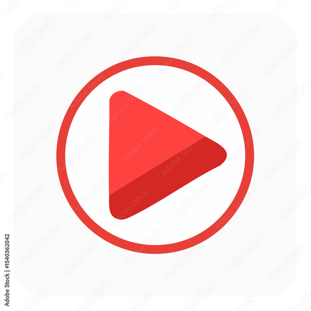 Poster red play button icon design for media, entertainment and user interface applications