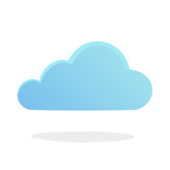 Fototapeta premium Stylized Blue Cloud with Shadow Against Dark Background Illustration
