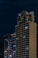 skyscrapers at night