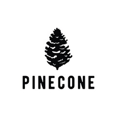 Pinecone logo template design retro vintage vector illustration.