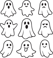 Set of halloween ghost