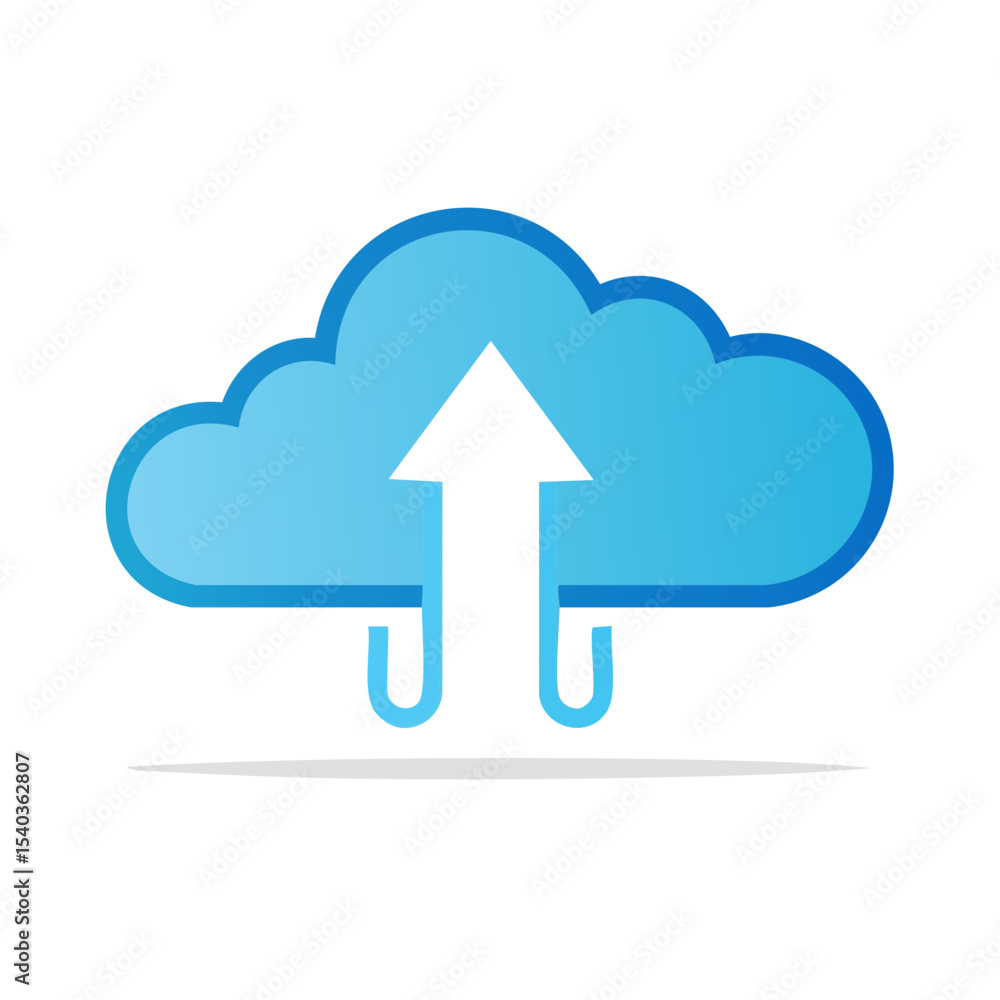 Aufkleber cloud with arrow uploading data storage for web hosting and transfer service
