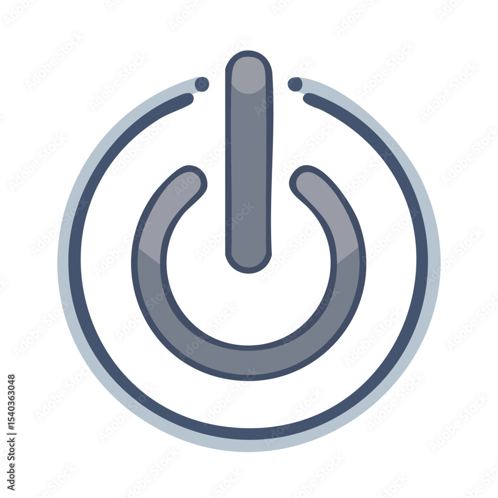 Poster symbolic power icon on black background featuring shutdown activation design