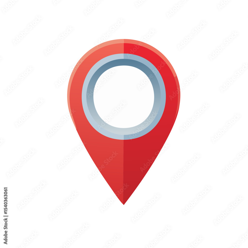 Poster vibrant red map marker icon indicates location or destination point for travel navigation or trackin