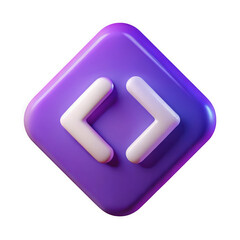 3d render purple square button with white arrows