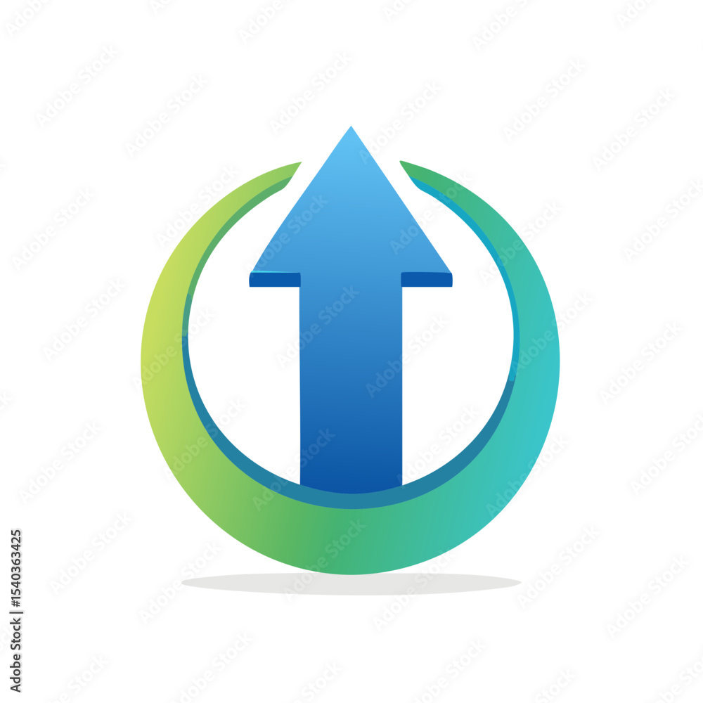 Poster upward arrow symbol inside a green gradient circle signifying growth and progress