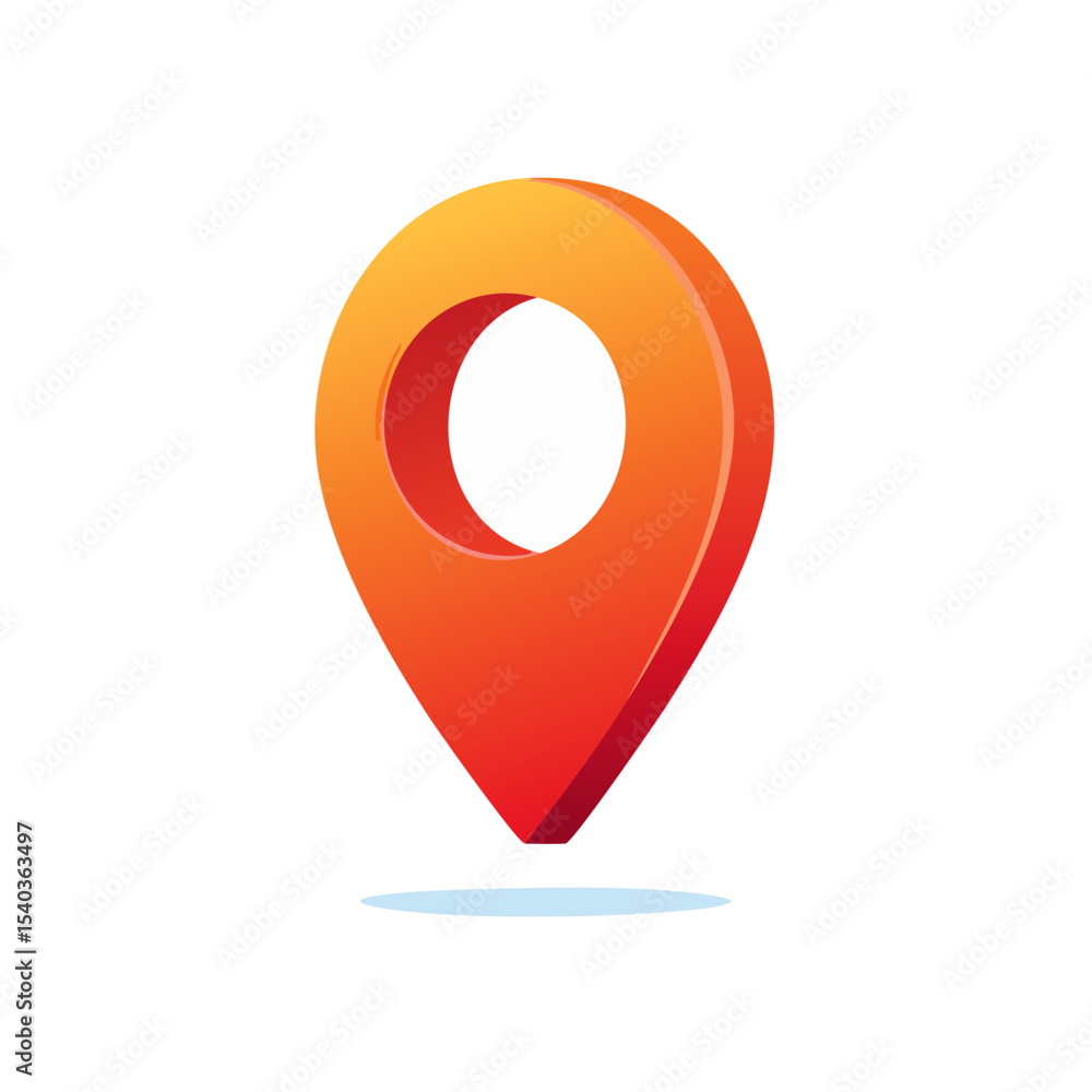 Poster isometric location pin icon with modern gradient design navigating destinations and mapping routes