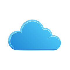Single isolated cartoon blue cloud shape on black background, vector weather icon or sign