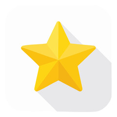 Obraz premium Isolated Yellow Star Shape on White with Drop Shadow Representing Achievement and Quality Rating on a Rounded Square Background