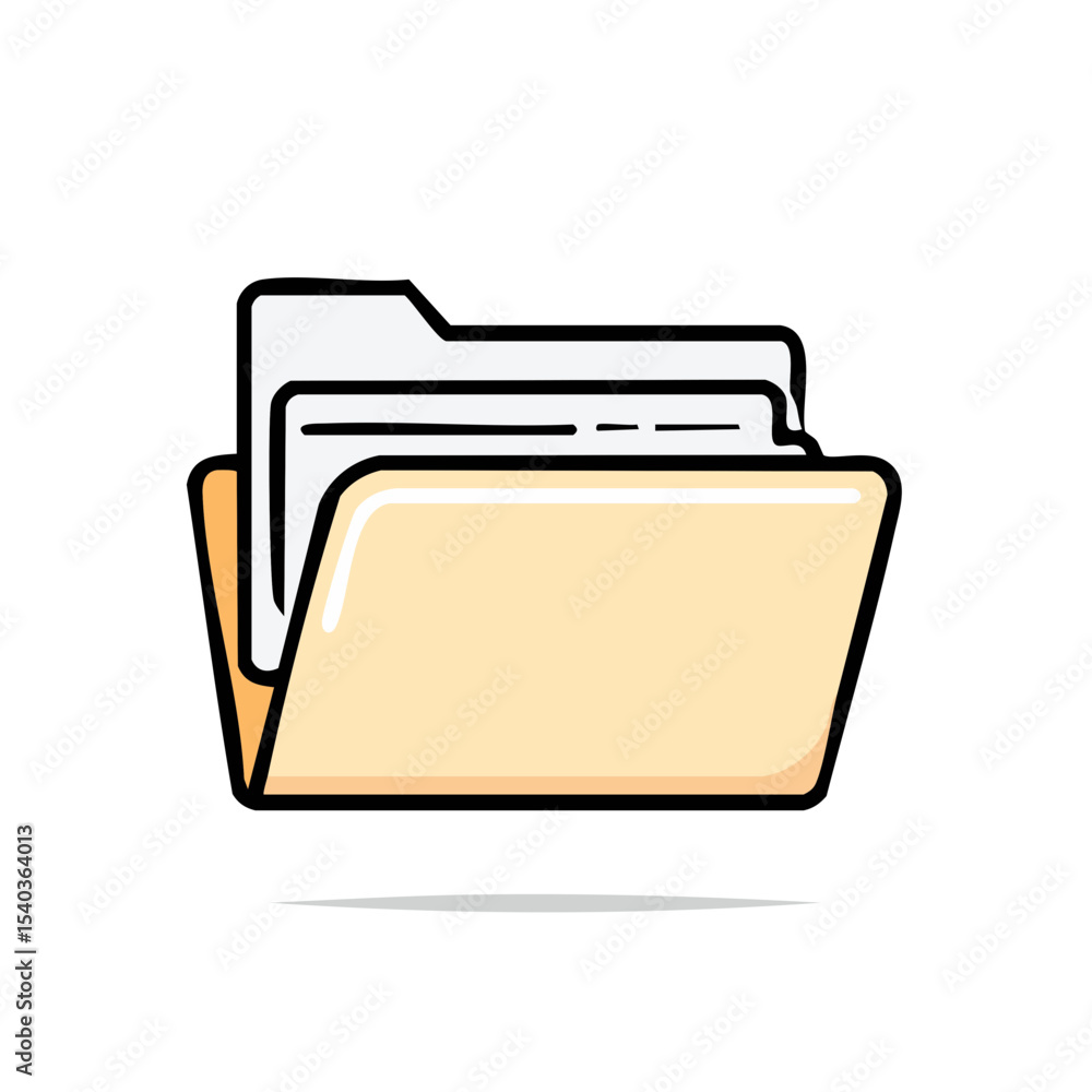Poster open folder illustration with documents organization files storage and data management concept
