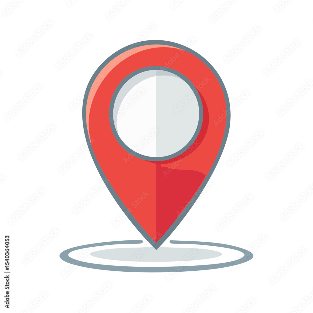 Poster red location pin icon for maps and navigation systems flat design with shadow location tracking conc