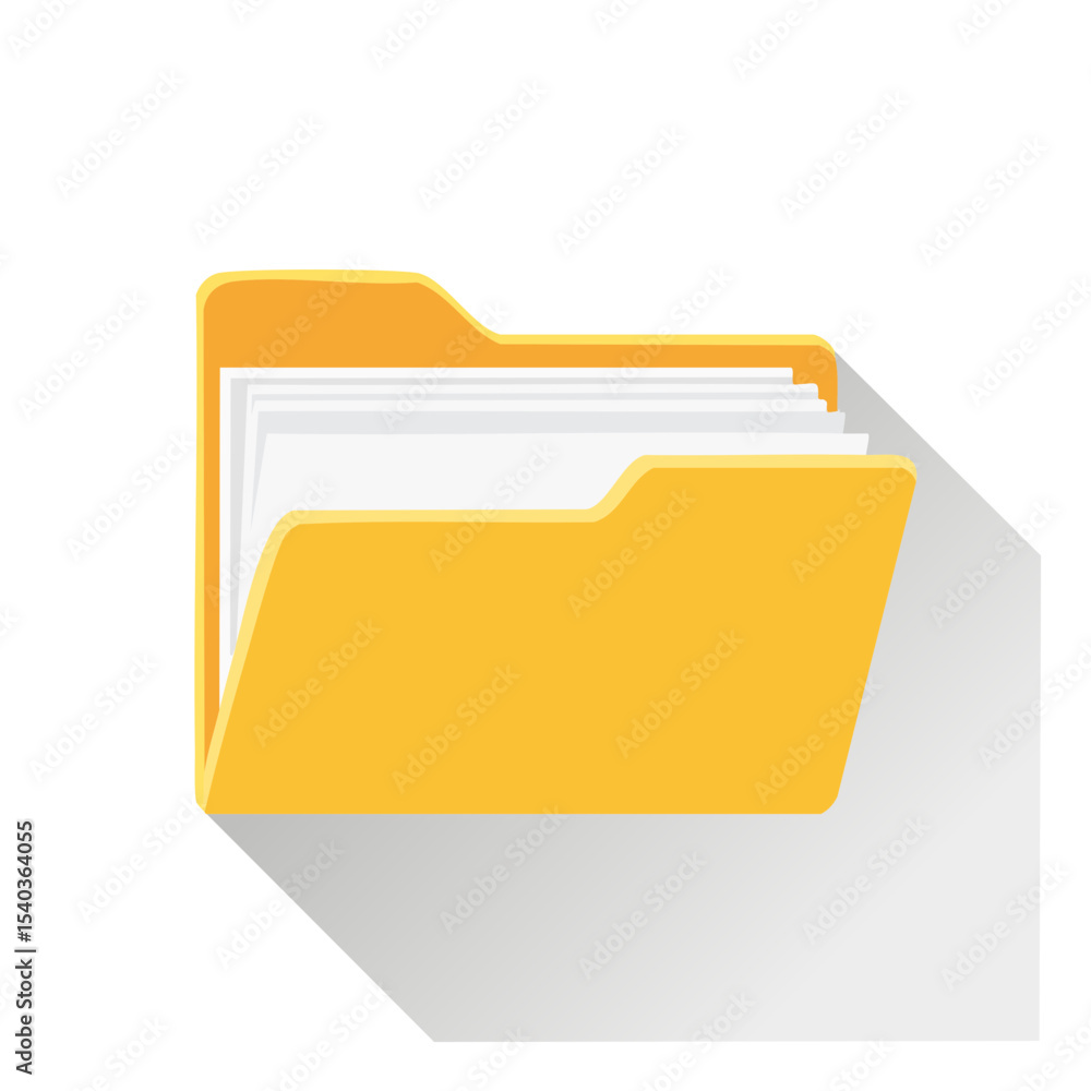 Aufkleber folder with white documents inside depicting file organization for office work, data, information ma