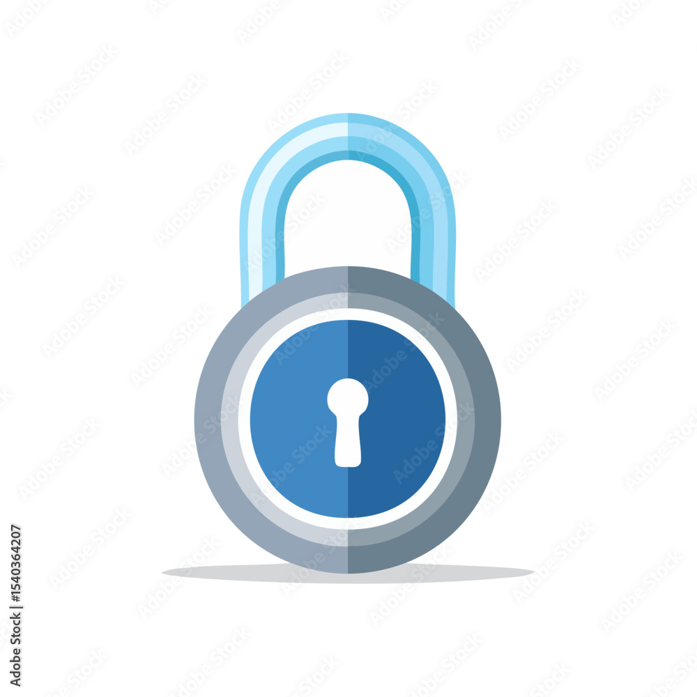Poster padlock illustration symbolizing data privacy cyber security and safety in a flat vector style desig