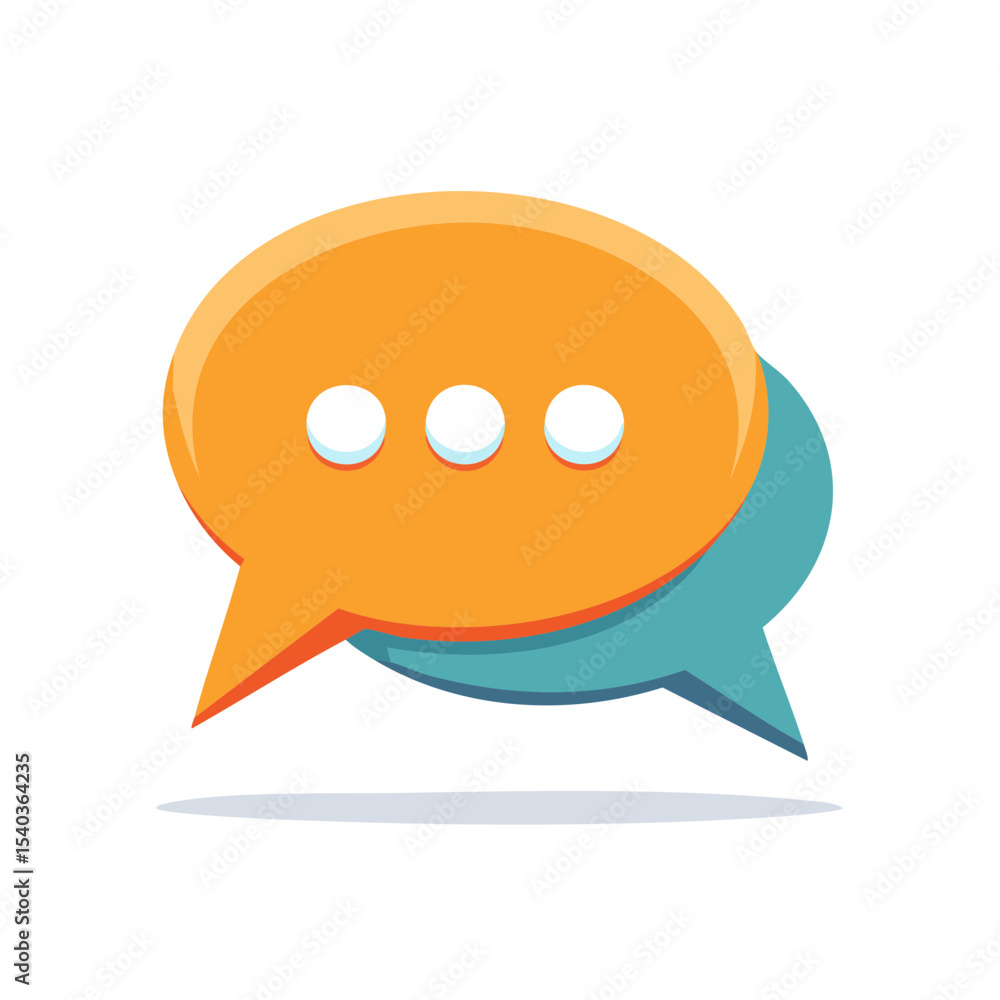 Poster communication concept showing two overlapping speech bubbles with ellipsis dots on black