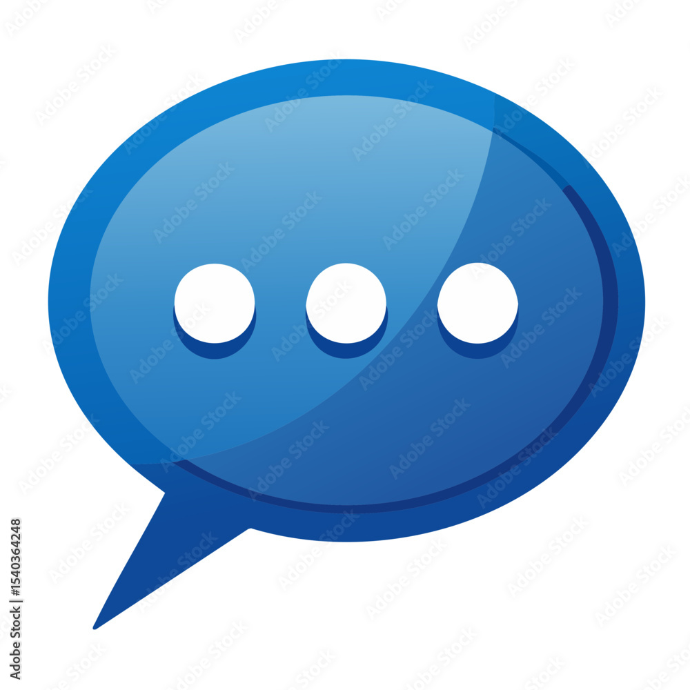 Poster blue speech bubble with three dots indicating waiting typing communication chat bubble message notif