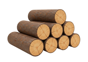 Isolated Stack of Cut Pine Tree Logs Firewood