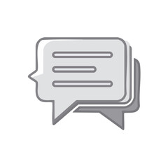 Speech Bubbles Icon Indicating Communication and Dialogue in Gray Color Scheme Against Black Background