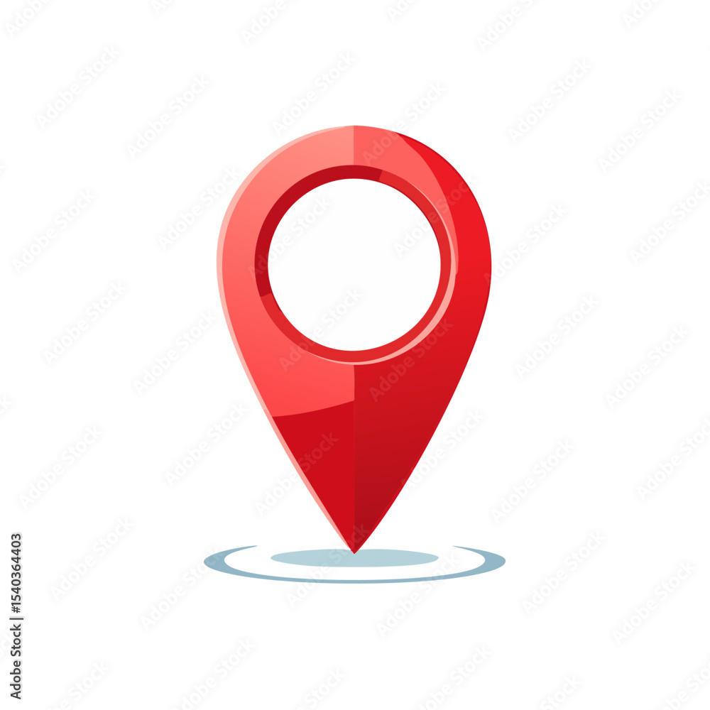 Poster shiny red map pin icon for navigation and location services on black background. digital illustratio