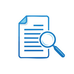 Magnifying Glass Examining Document Search or Research Concept in Blue and White on Black