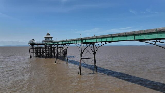 A rising flight showing the Victorian pier at Clevedon, Somerset