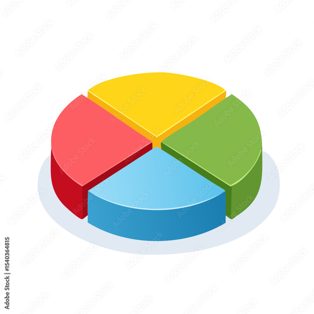 Poster isometric pie chart illustrating data analysis and distribution of information