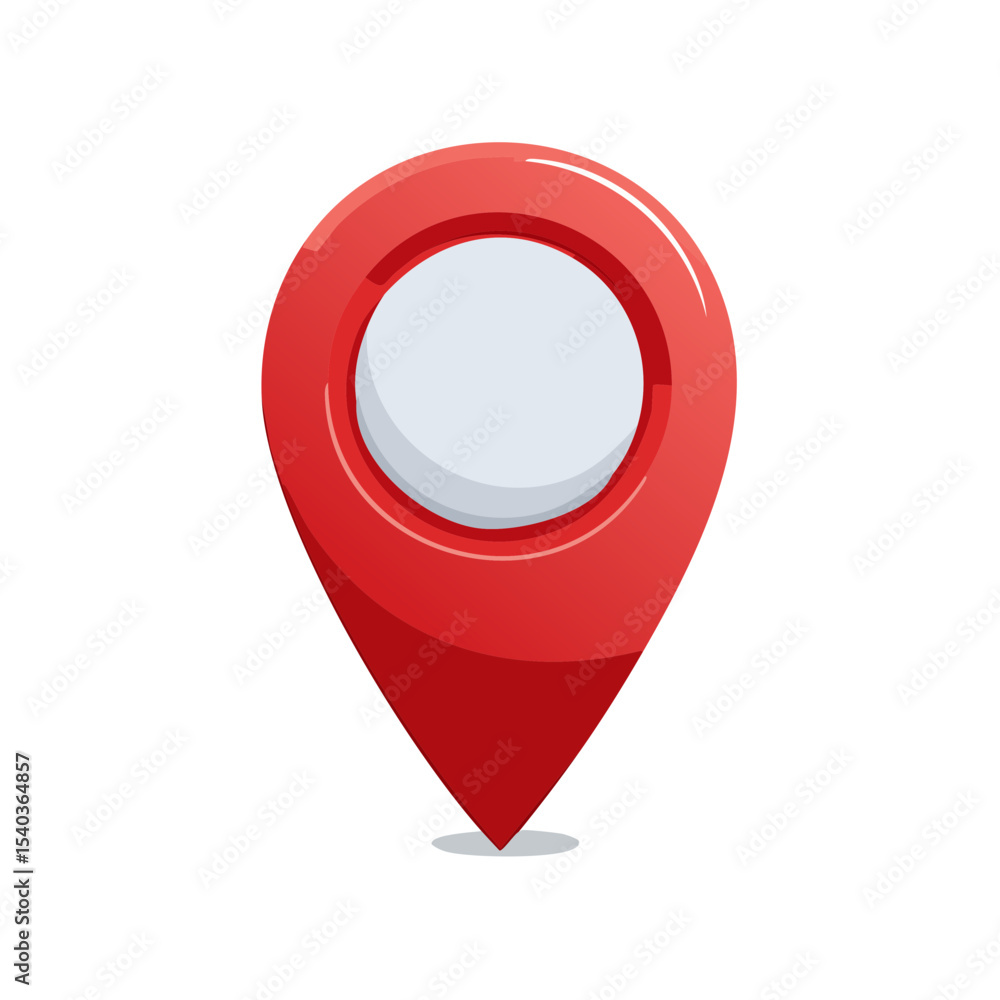Poster red location pin pointing travel destination marking spot on a map for direction guidance