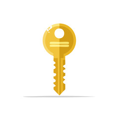 Modern Style Golden Key Illustration On Black Background For Access Concepts, Safety, Security and Solutions
