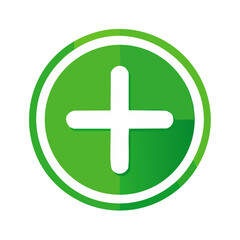 Obraz premium Green Add Icon with White Plus Sign Symbol in a Circle for Web Design and User Interface Application