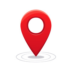 Red Location Pin Icon Graphic for Navigation on Maps or GPS Illustration for Travel Planning and Destination Search isolated