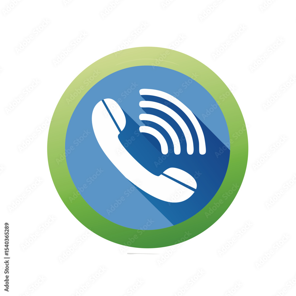 Poster phone receiver icon with radio waves communication and connectivity concept in circle shape gradient