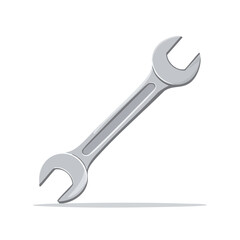 Illustration of a Silver Open End Wrench for Repairs and Construction on Black Background Perfect for Engineering Projects