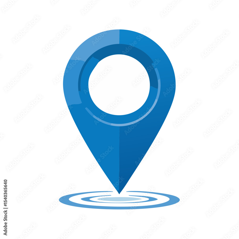 Poster blue location pin icon marking map navigation with ripple effect vector illustration indicating dest