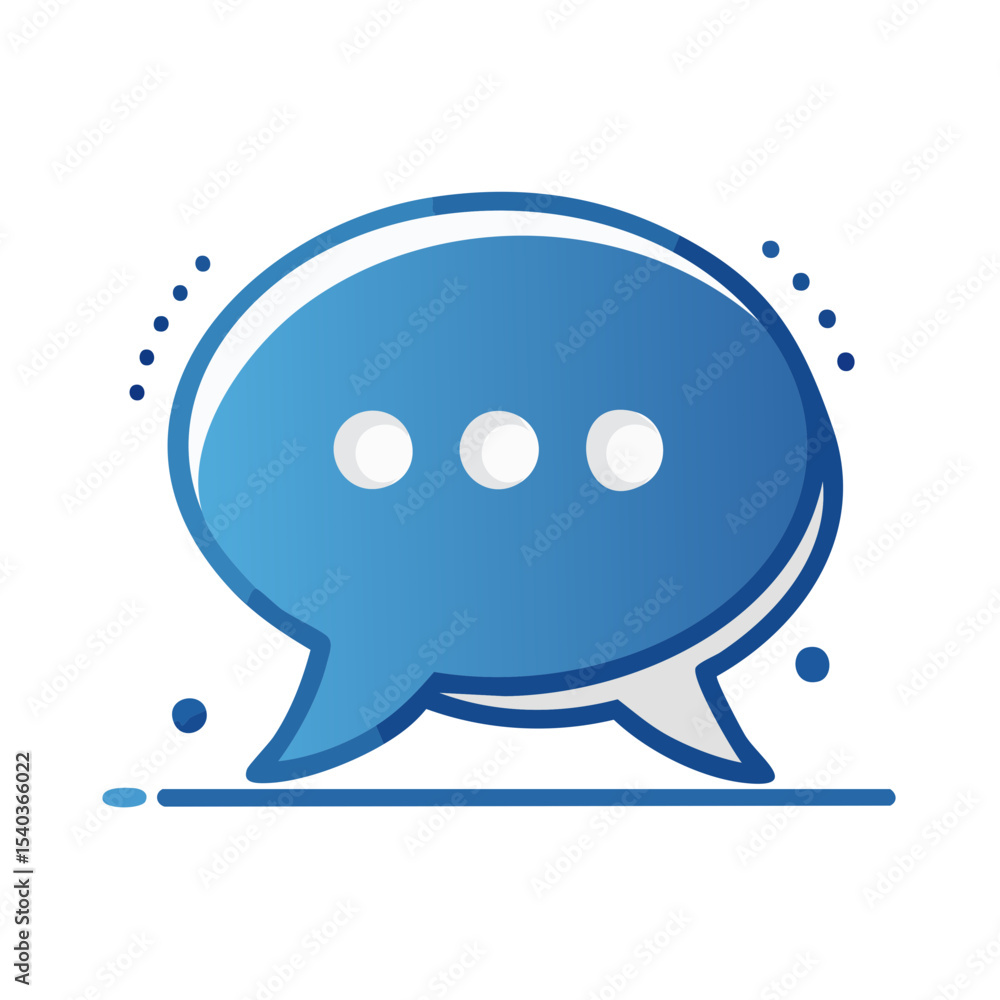 Aufkleber blue speech bubble icon with dots indicating talking communication and modern design for digital mes