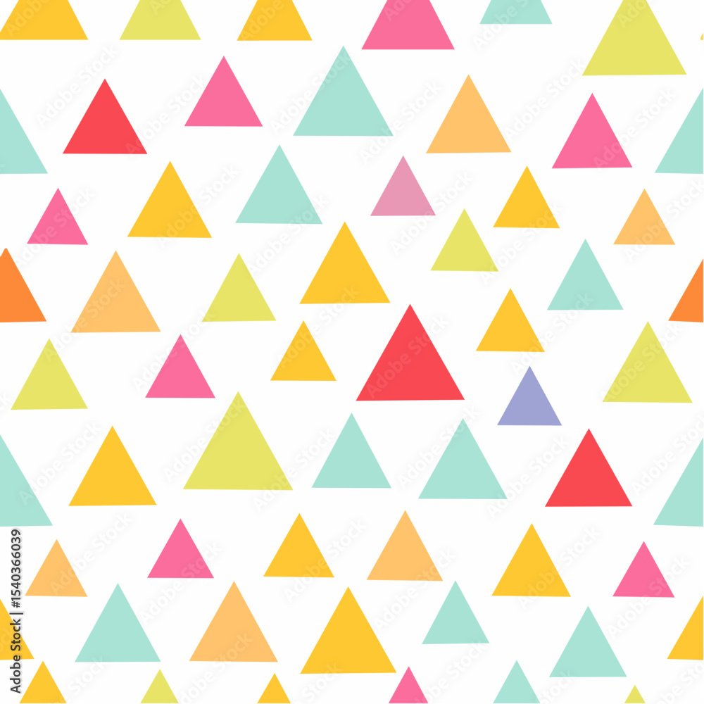 Poster vibrant triangle pattern on white background seamless colorful geometric mosaic design bright joyful