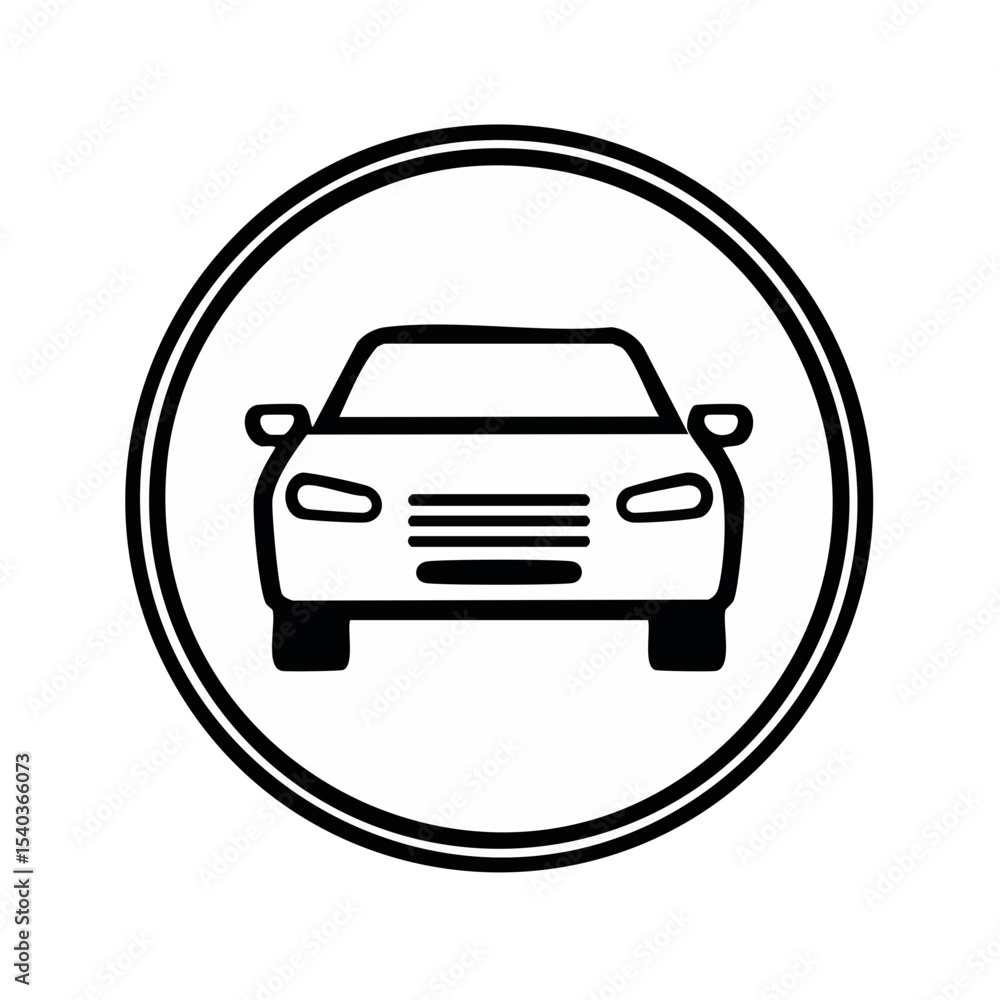 Poster car front view vector icon in circle. transportation symbol design element. modern auto transport il