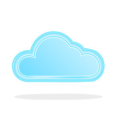 Stylized Light Blue Cloud Icon with White Outline and Shadow on Black Background for Weather or Data Storage