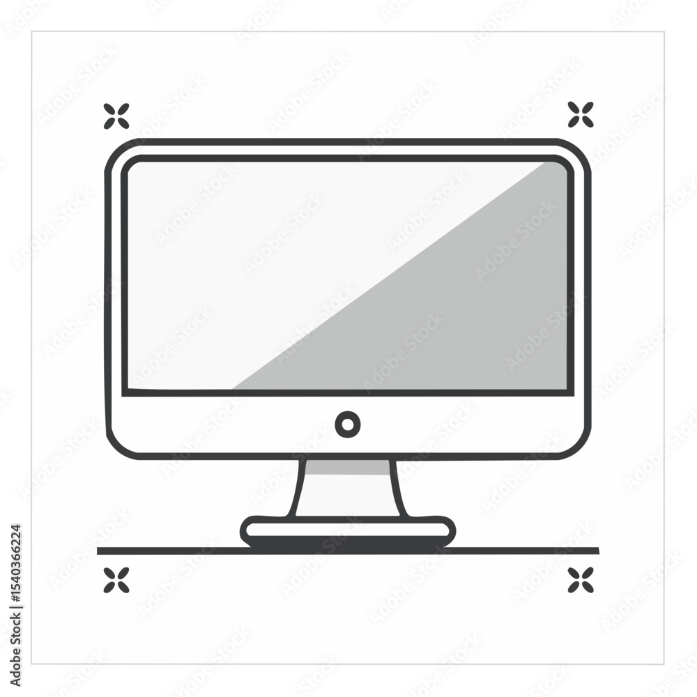 Aufkleber outline computer monitor illustration display screen technology device workplace tool