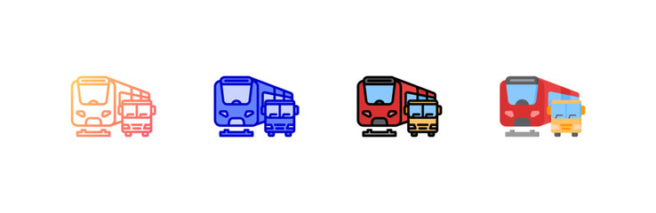 Public Transport icon set multiple style collection