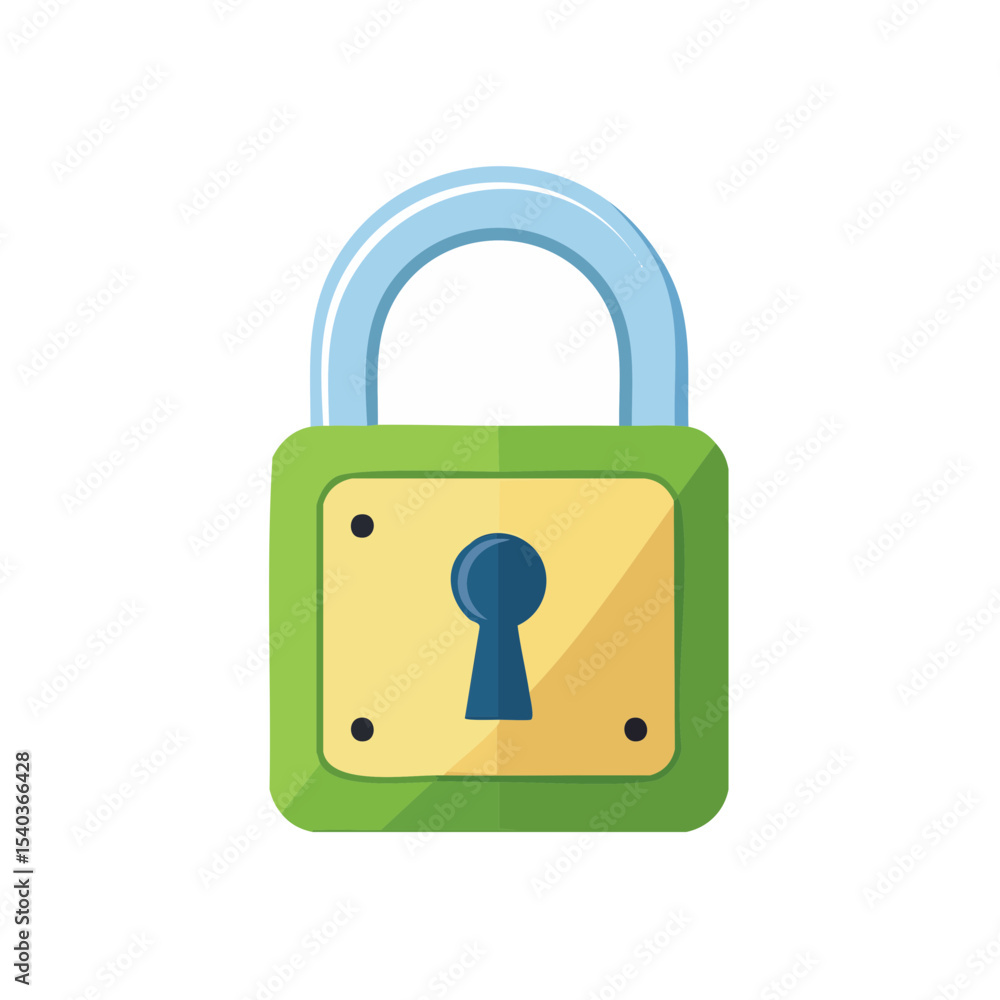 Aufkleber cartoon green padlock with keyhole representing security and data encryption