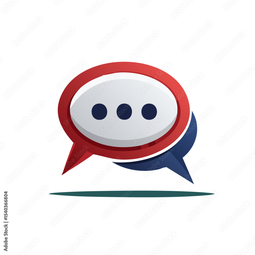 Poster overlapping speech bubbles with three dots indicating conversation or communication concept