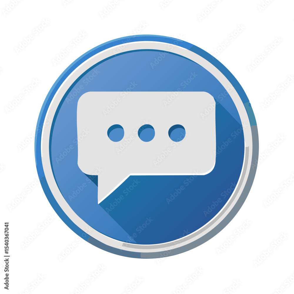 Poster digital communication concept showing a speech bubble icon with dots in a modern rounded button desi