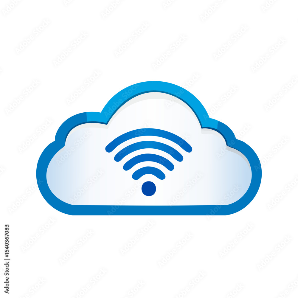 Poster blue cloud with wireless symbol, internet connection and cloud computing concept