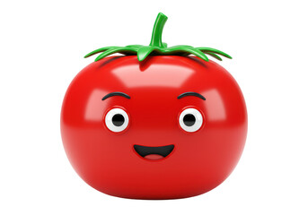 Isolated Cartoon Tomato Character with Smiling Face