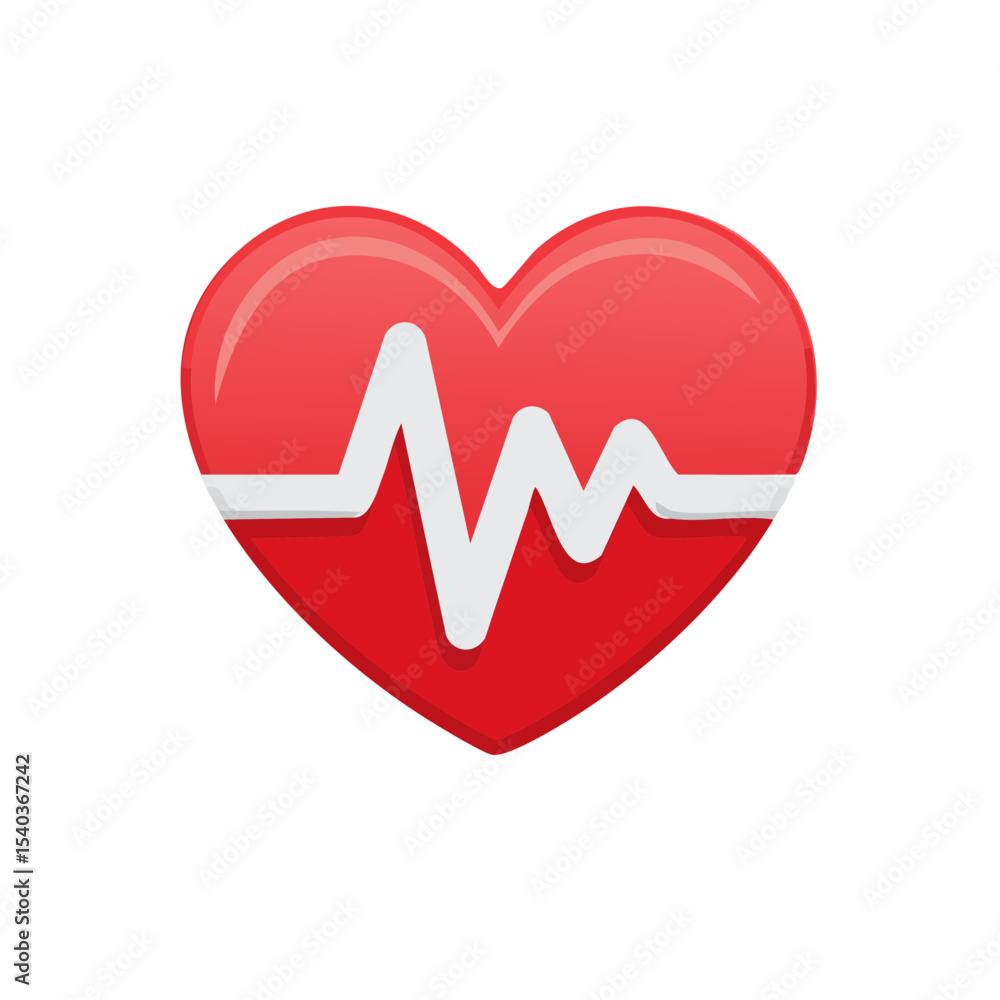 Poster heart with pulse trace graphic symbol for health and vitality concepts on black background with a cl